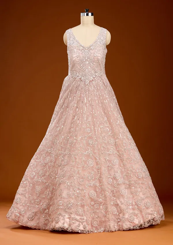 Peach_Stonework_Net_Gown