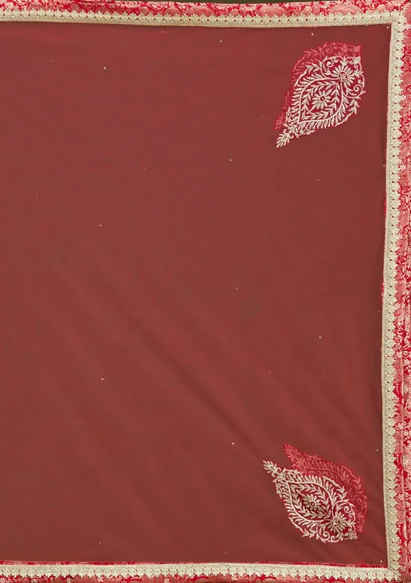 Rust_Zariwork_Banarasi_Gown