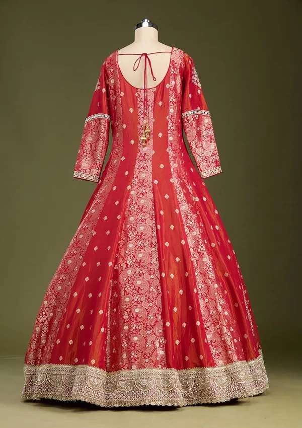 Rust_Zariwork_Banarasi_Gown