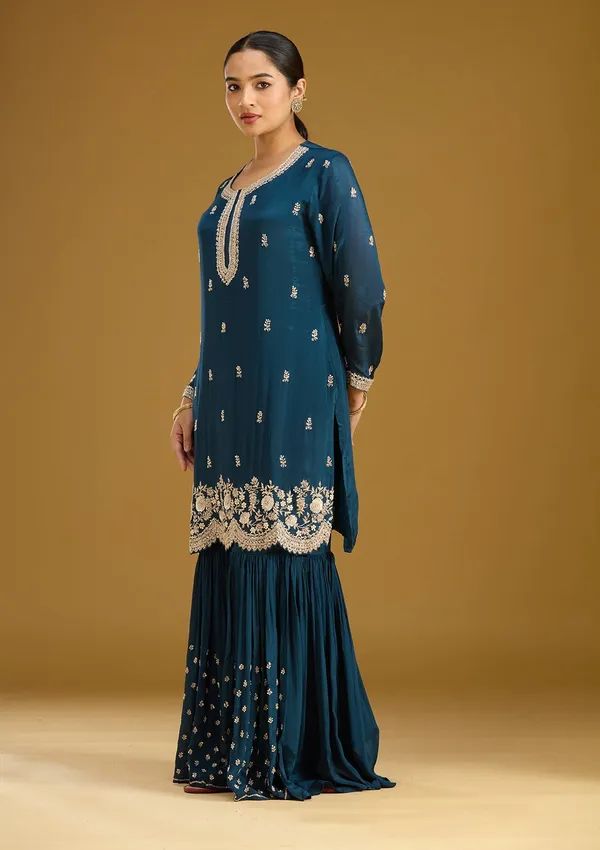 Blue_Zariwork_Silver_Crepe_Readymade_Salwar_Suit