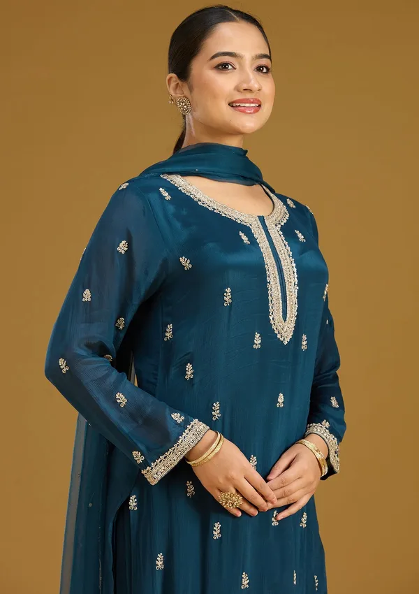Blue_Zariwork_Silver_Crepe_Readymade_Salwar_Suit