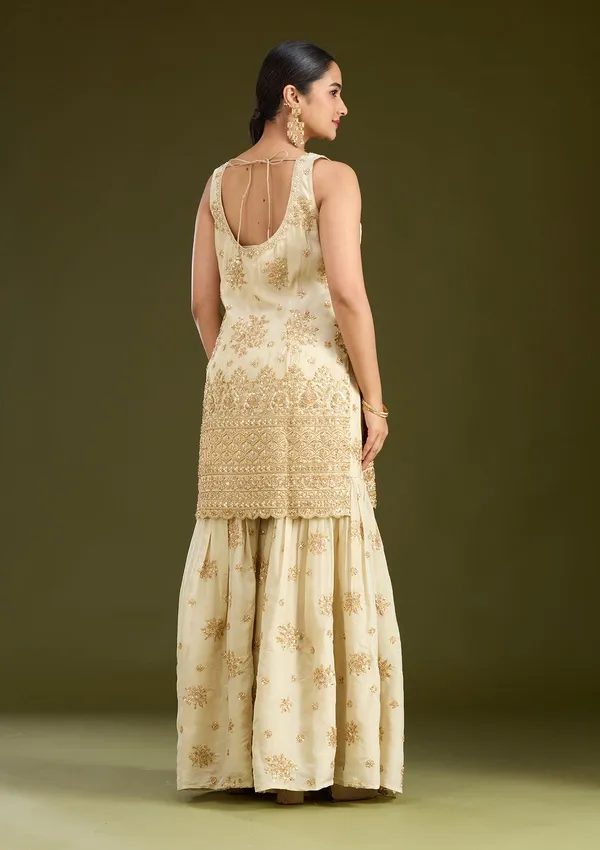 Cream_Zariwork_Gold_Tissue_Readymade_Salwar_Suit