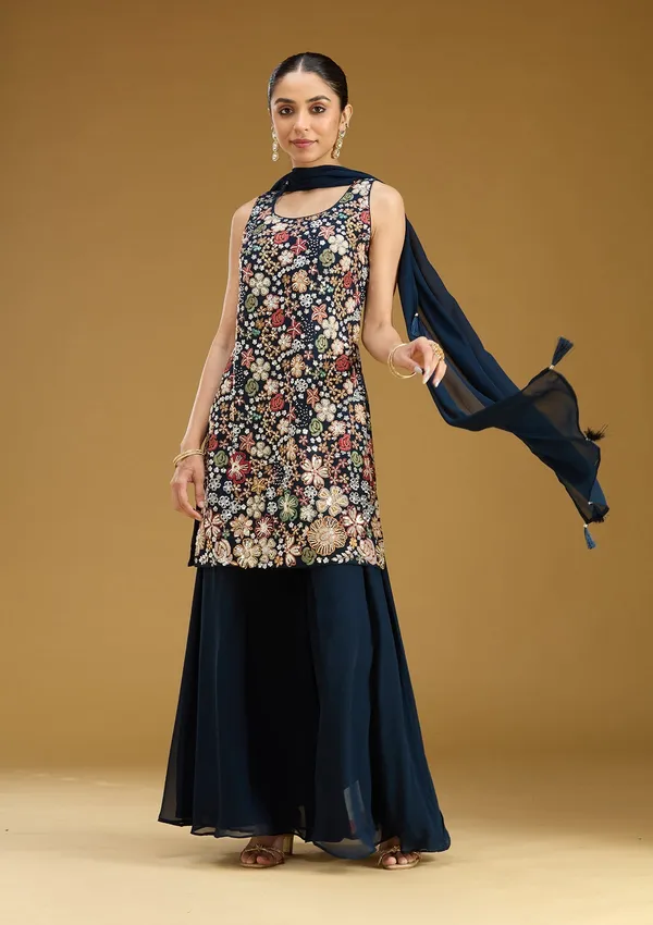 Navy_Blue_Threadwork_Georgette_Readymade_Salwar_Suit