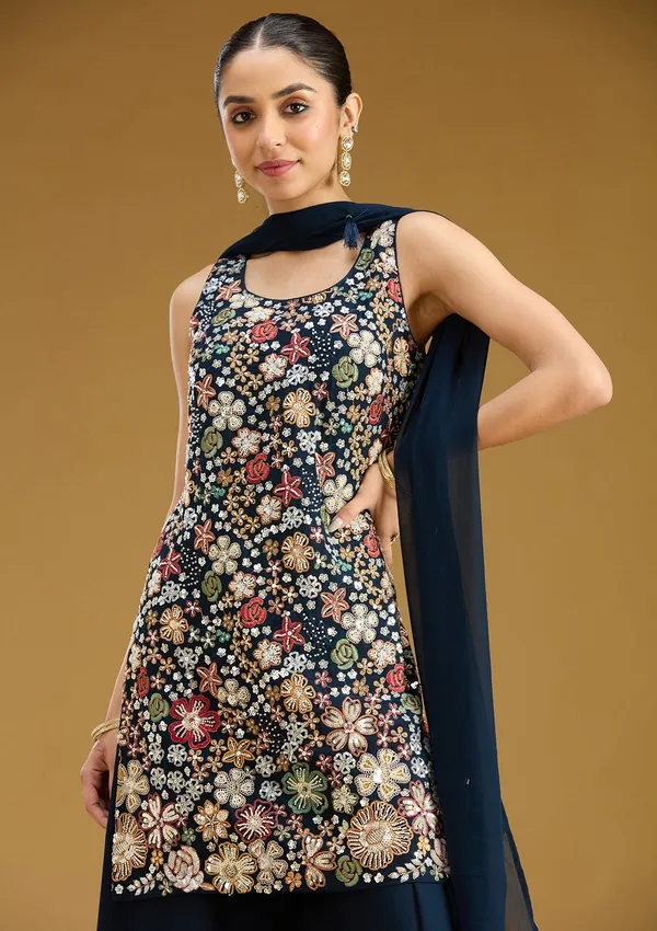 Navy_Blue_Threadwork_Georgette_Readymade_Salwar_Suit