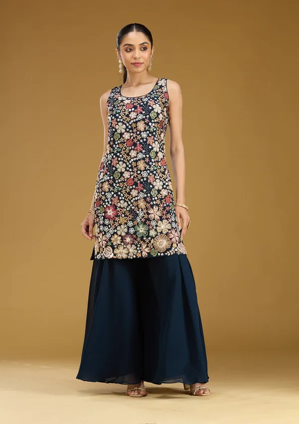 Navy_Blue_Threadwork_Georgette_Readymade_Salwar_Suit