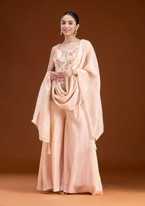 Peach_Cutdana_Tissue_Readymade_Salwar_Suit