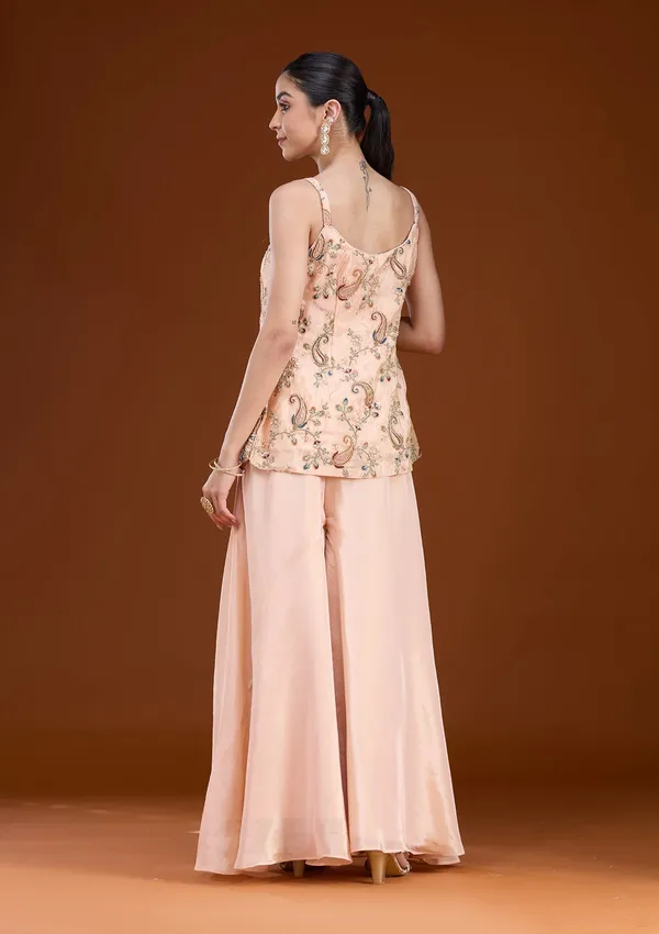 Peach_Cutdana_Tissue_Readymade_Salwar_Suit