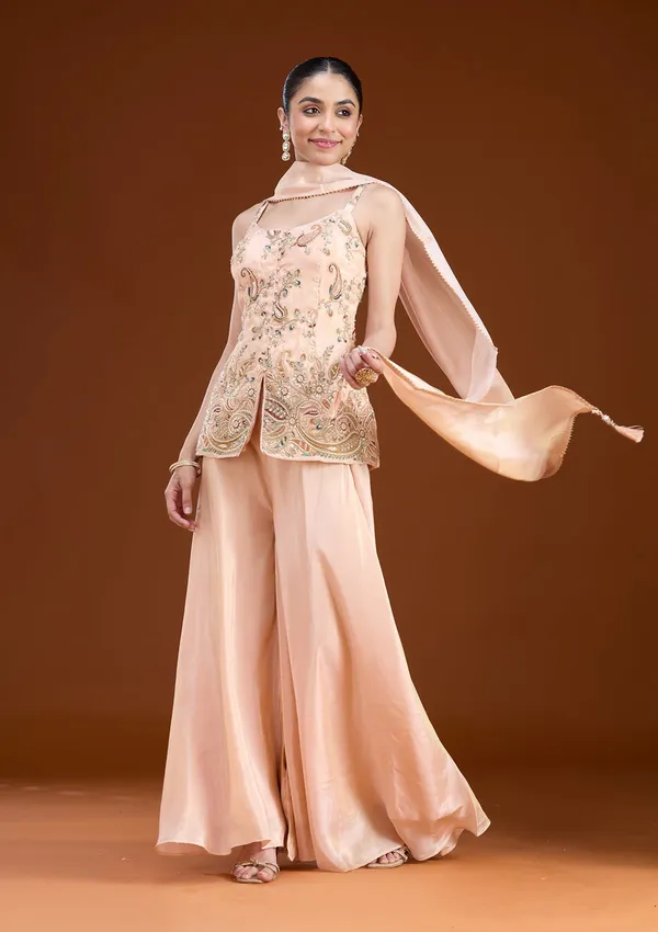 Peach_Cutdana_Tissue_Readymade_Salwar_Suit