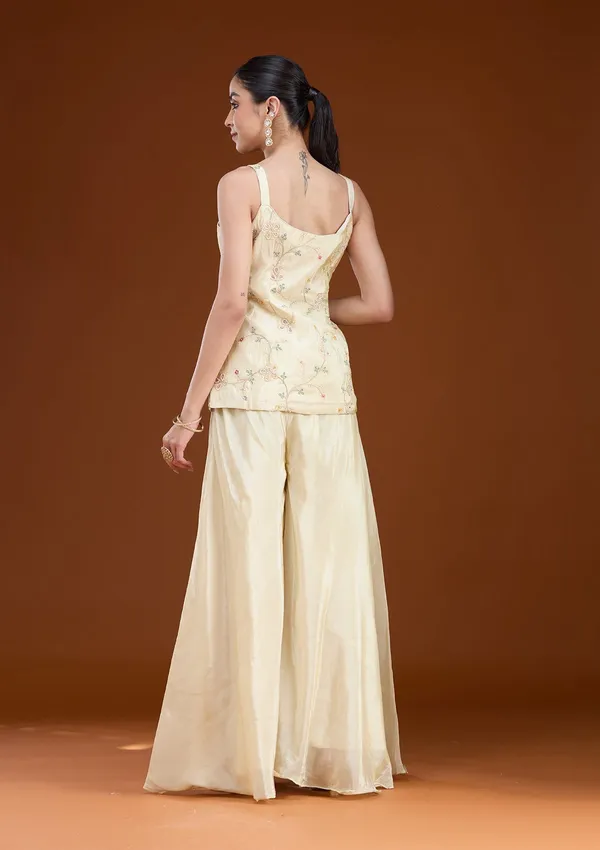 Cream_Threadwork_Soft_Raw_Silk_Readymade_Salwar_Suit