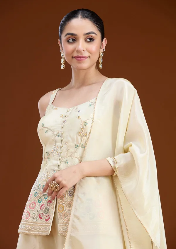 Cream_Threadwork_Soft_Raw_Silk_Readymade_Salwar_Suit