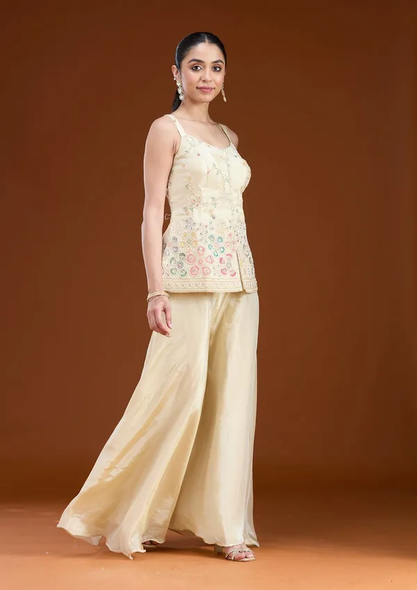 Cream_Threadwork_Soft_Raw_Silk_Readymade_Salwar_Suit