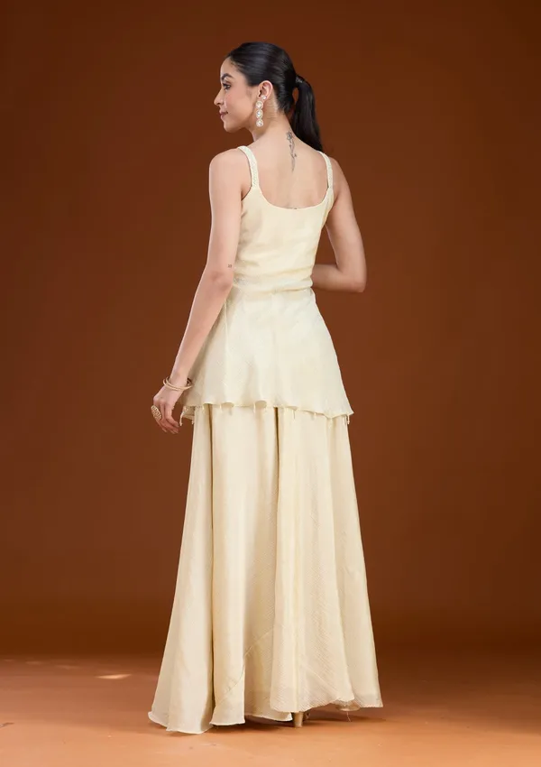 Cream_Threadwork_Tissue_Readymade_Salwar_Suit
