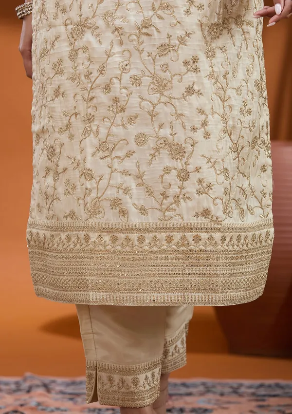 Cream_Zariwork_Gold_Soft_Raw_Silk_Readymade_Salwar_Suit