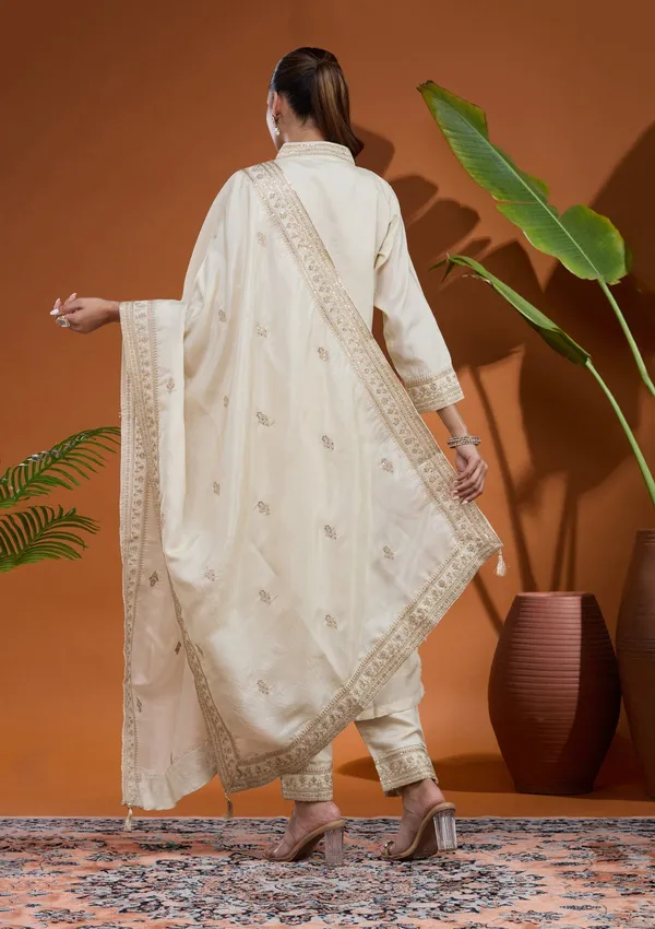 Cream_Zariwork_Gold_Soft_Raw_Silk_Readymade_Salwar_Suit