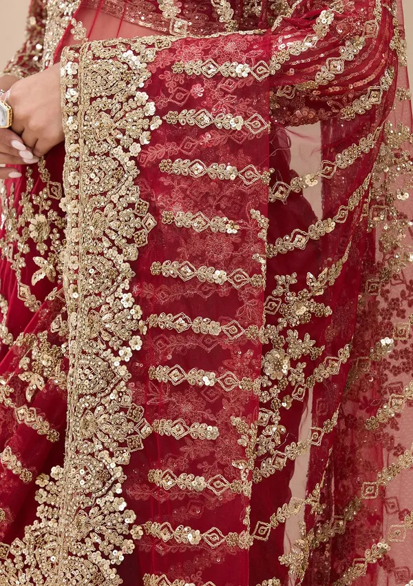 Maroon_Cording_Net_Saree