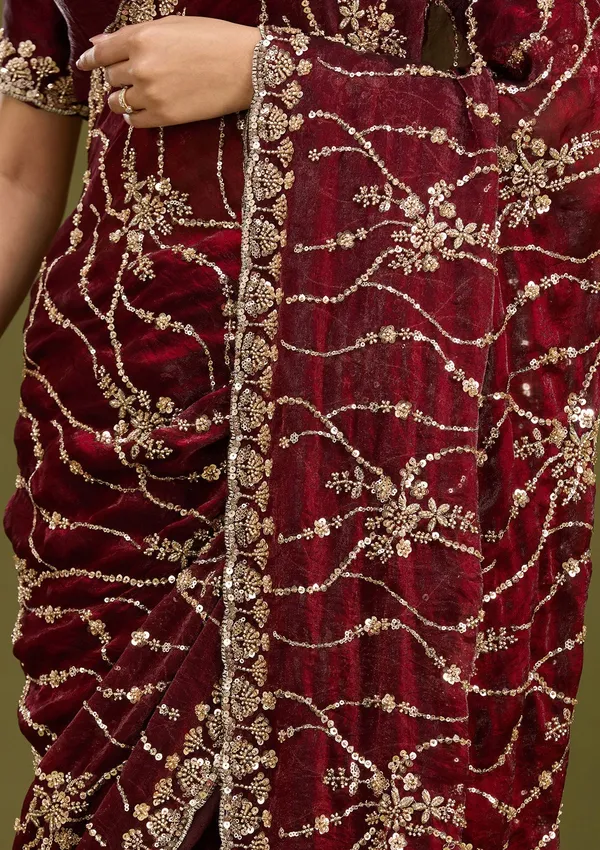 Dark_Maroon_Cutdana_Tissue_Saree