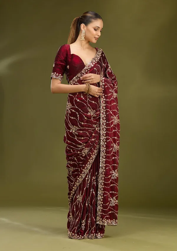 Dark_Maroon_Cutdana_Tissue_Saree