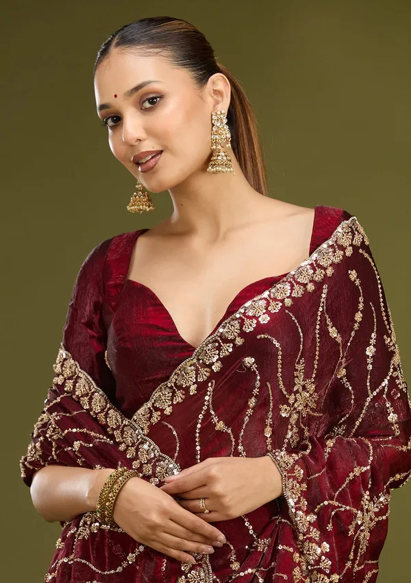 Dark_Maroon_Cutdana_Tissue_Saree
