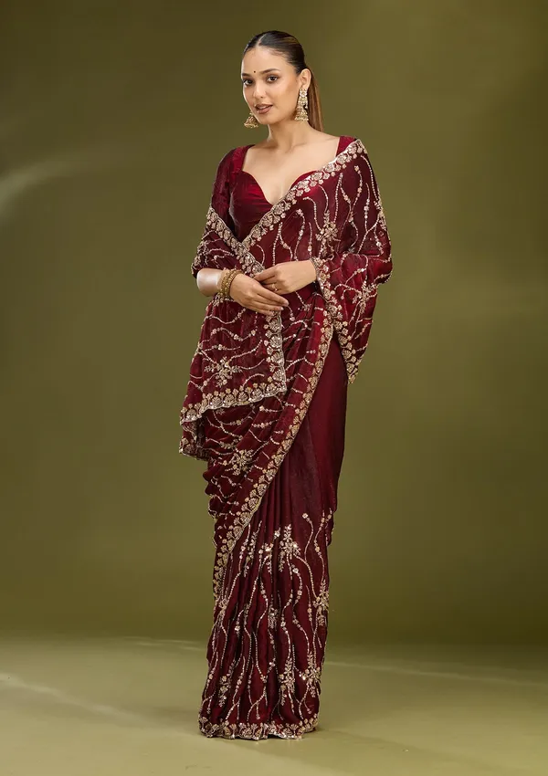 Dark_Maroon_Cutdana_Tissue_Saree