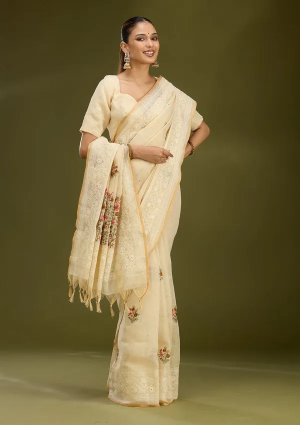 Beige_Threadwork_Chanderi_Saree