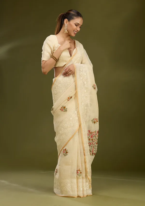 Beige_Threadwork_Chanderi_Saree