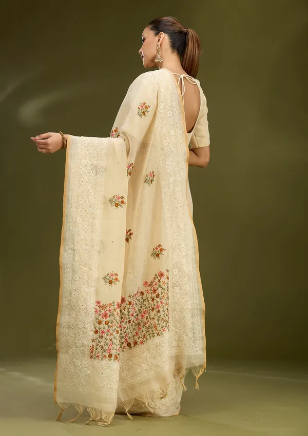 Beige_Threadwork_Chanderi_Saree