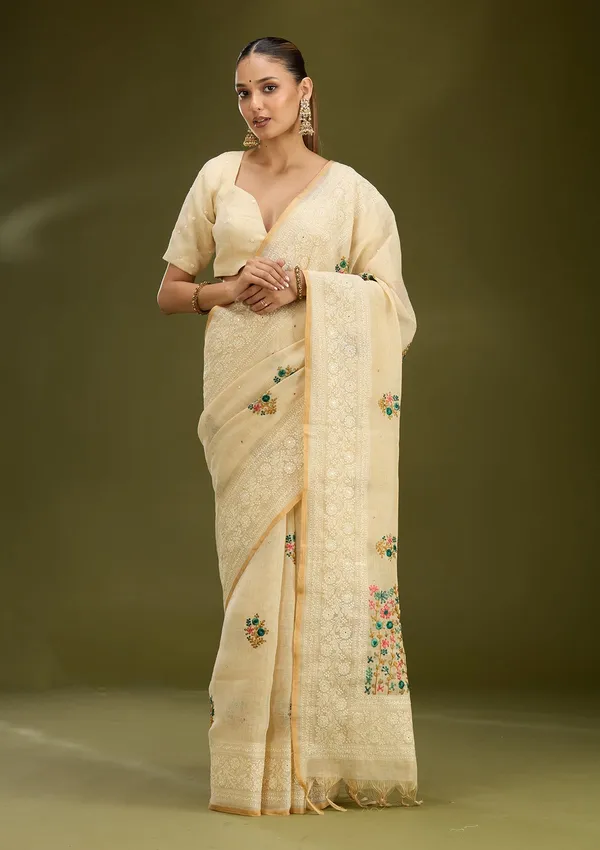 Beige_Threadwork_Chanderi_Saree