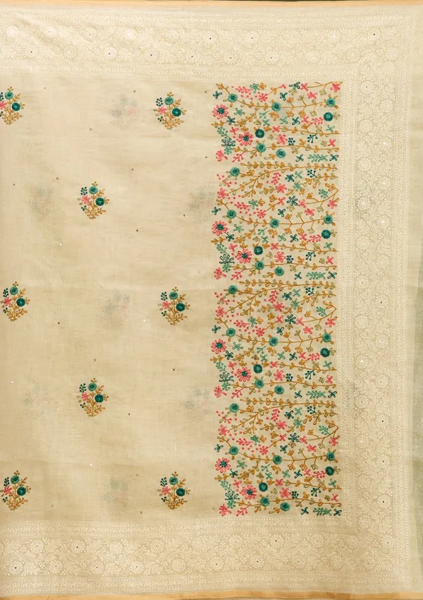 Beige_Threadwork_Chanderi_Saree
