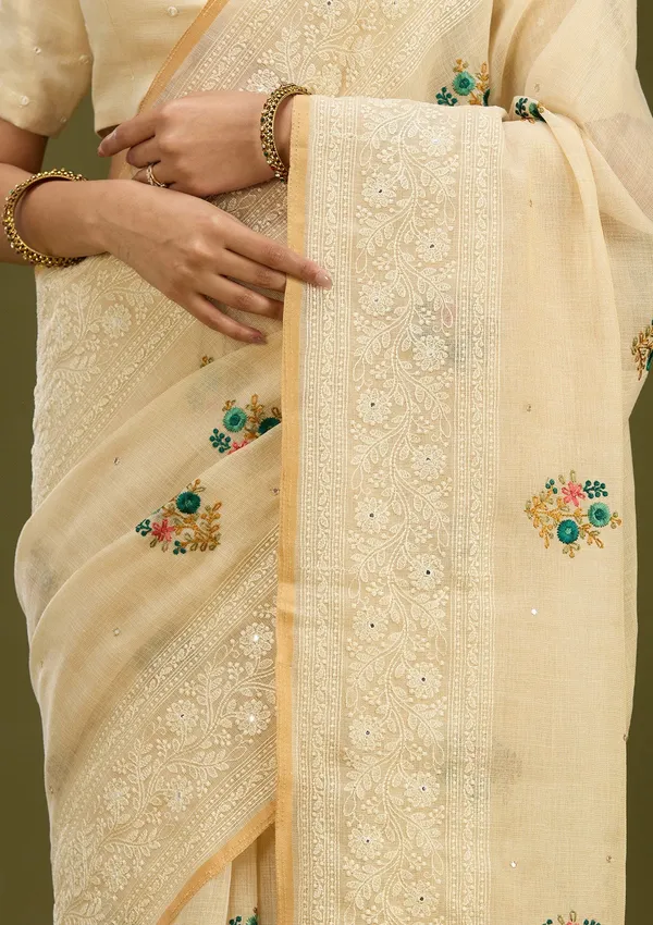 Beige_Threadwork_Chanderi_Saree