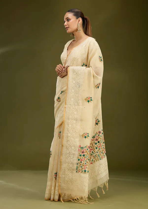 Beige_Threadwork_Chanderi_Saree