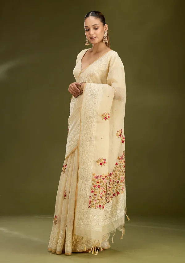 Beige_Threadwork_Chanderi_Saree