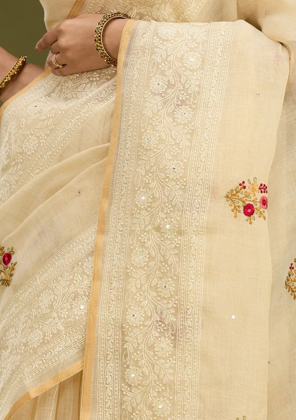 Beige_Threadwork_Chanderi_Saree