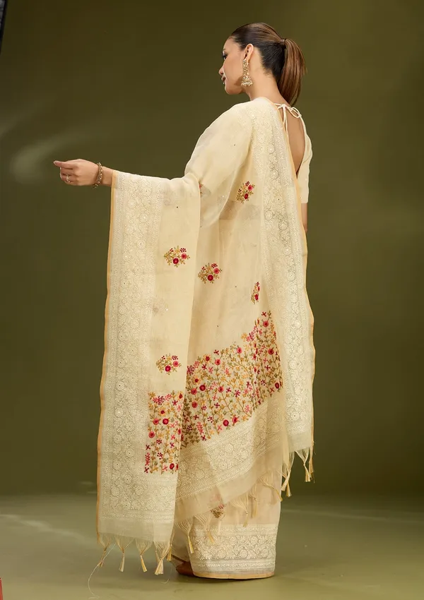 Beige_Threadwork_Chanderi_Saree
