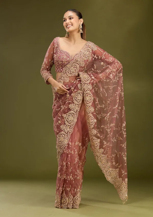 Onion_Pink_Zariwork_Gold_Net_Saree