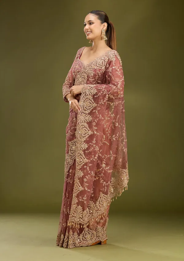 Onion_Pink_Zariwork_Gold_Net_Saree
