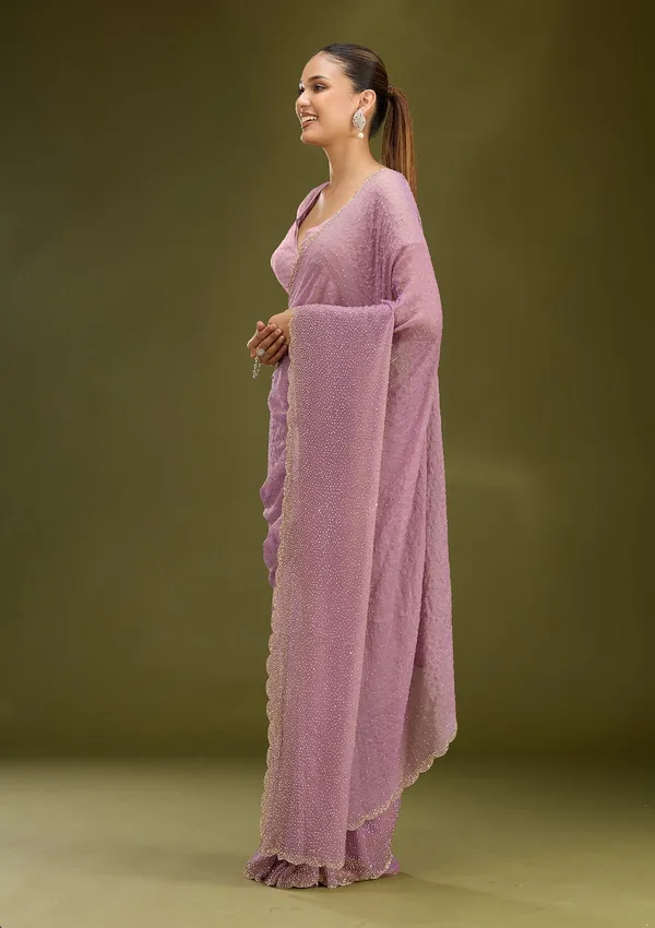 Lavender_Stonework_Gold_Tissue_Saree