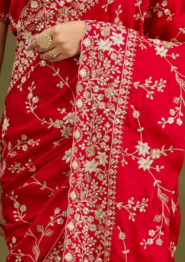 Red_Aariwork_Satin_Saree
