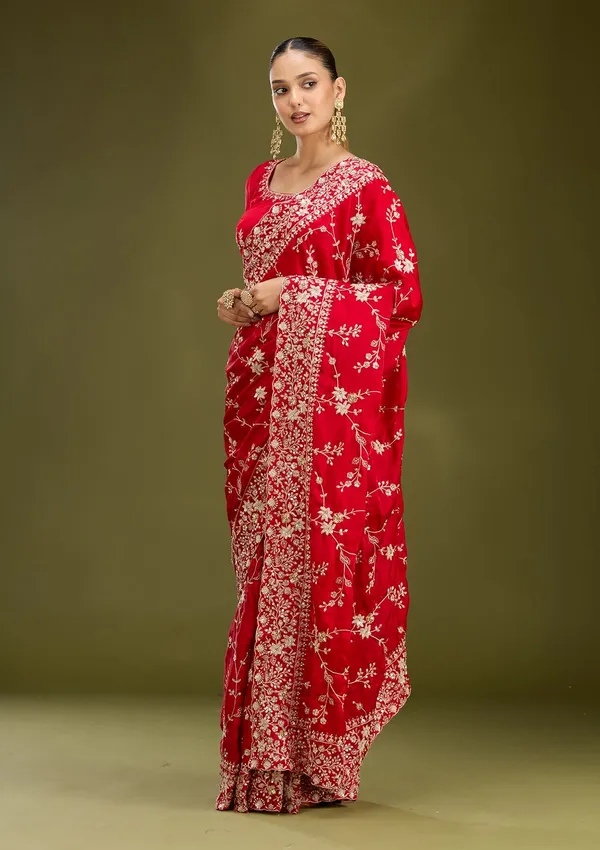 Red_Aariwork_Satin_Saree
