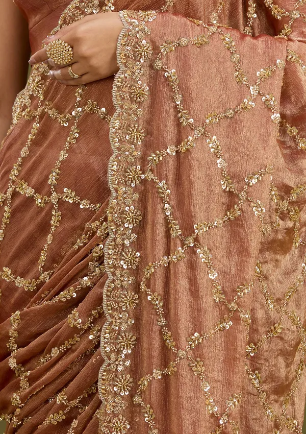 Peach_Cutdana_Tissue_Saree