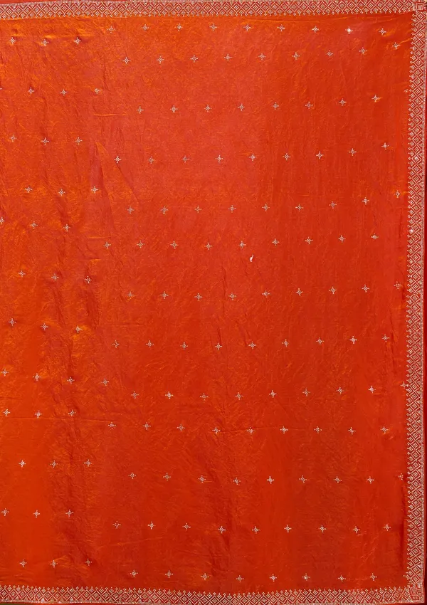 Orange_Stonework_Gold_Satin_Saree