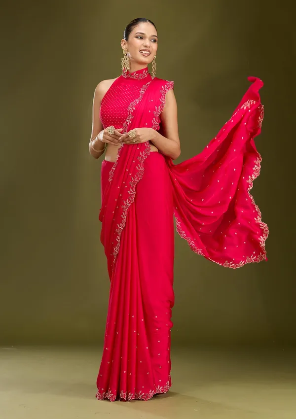 Rani_Pink_Stonework_Gold_Satin_Saree