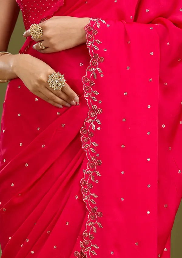 Rani_Pink_Stonework_Gold_Satin_Saree