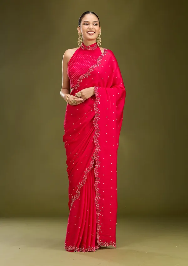 Rani_Pink_Stonework_Gold_Satin_Saree