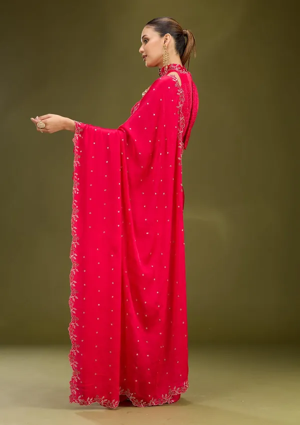 Rani_Pink_Stonework_Gold_Satin_Saree