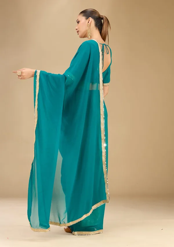 Rama_Green_Mirrorwork_Georgette_Saree