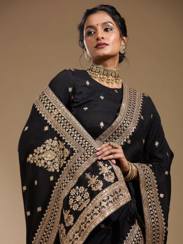 Black_Cording_Soft_Raw_Silk_Saree