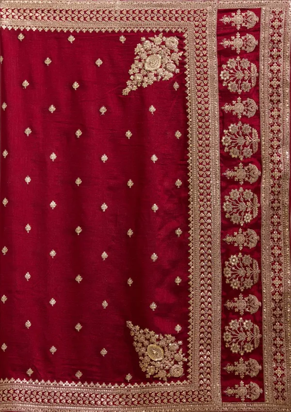 Maroon_Cording_Soft_Raw_Silk_Saree