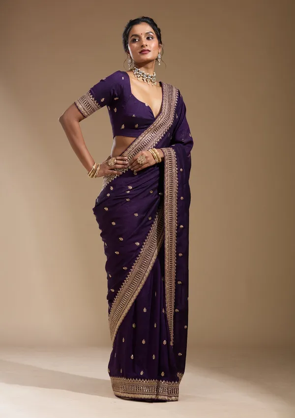 Purple_Cording_Soft_Raw_Silk_Saree