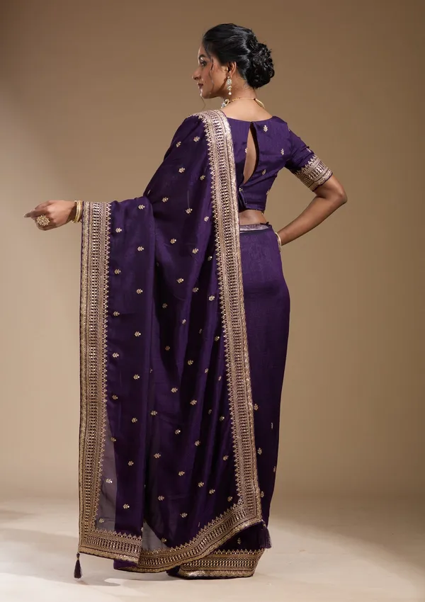 Purple_Cording_Soft_Raw_Silk_Saree