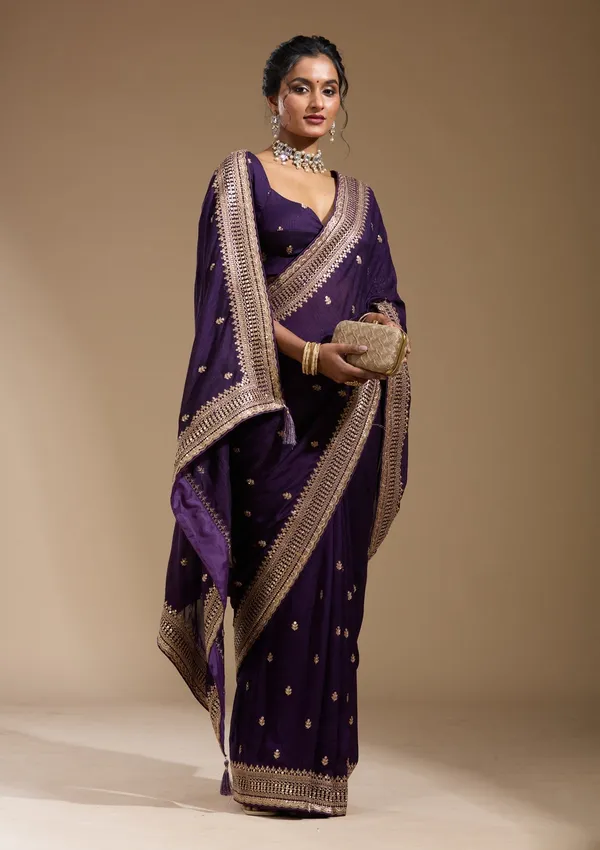 Purple_Cording_Soft_Raw_Silk_Saree